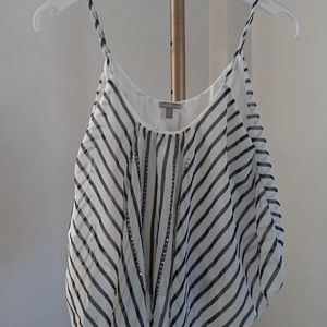 Charlotte Russe Women's Blouse Top White & Black Stripes - Style# ODT - 1049 -